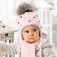 Detské čiapky zimné - dievčenské so šálikom - model - 1/717